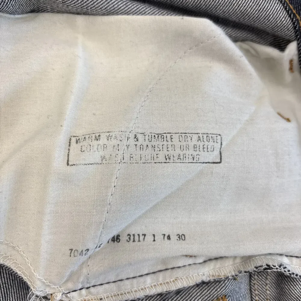 VTG 70s Orange Tab And Stitch Levi’s Wide Leg Blue Jeans Never Worn 28 X‎ 33